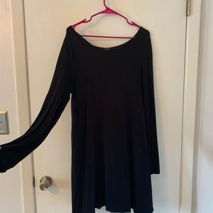 Long sleeve black skater dress